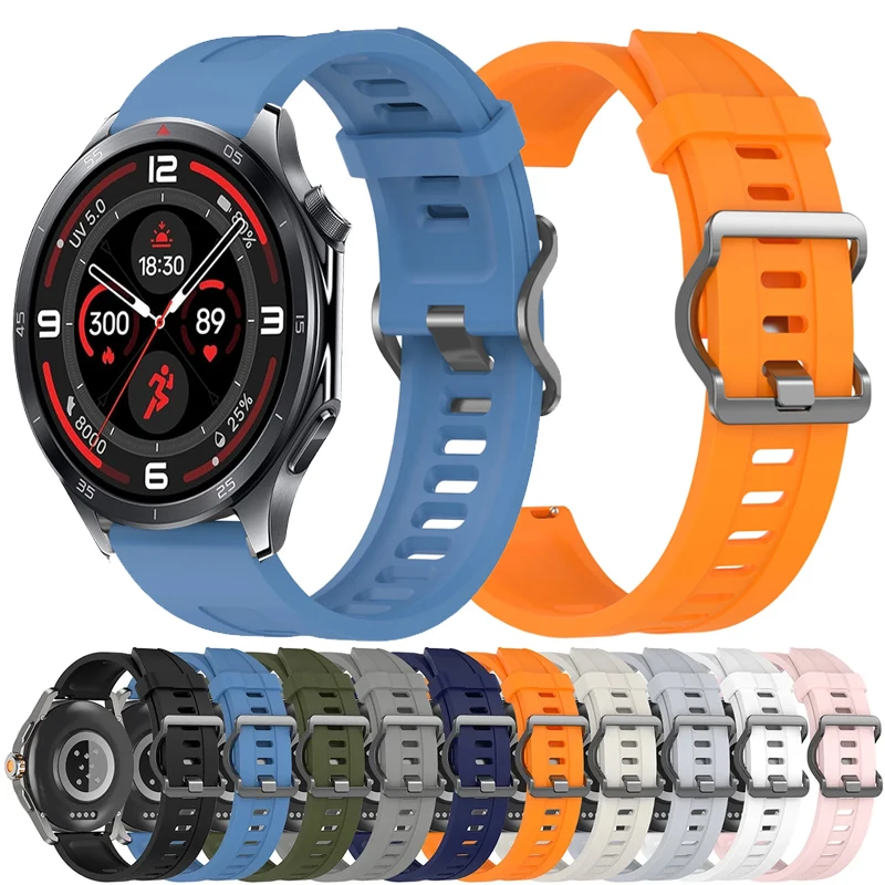 22mm Silicone Strap For OnePlus Watch 3 2 2R/OnePlus 46mm Sport Bracelet For OPPO Watch S 4 Pro X X2/Realme Watch 5 S2 2 3 3 Pro
