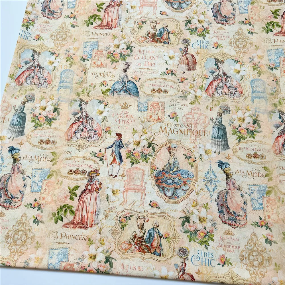 45x145 cm Vintage Aristocratico signora 100% Tessuto di Cotone Vintage Materiale Floreale Patchwork Cucito Trapunta Ricamo Panno FAI DA TE