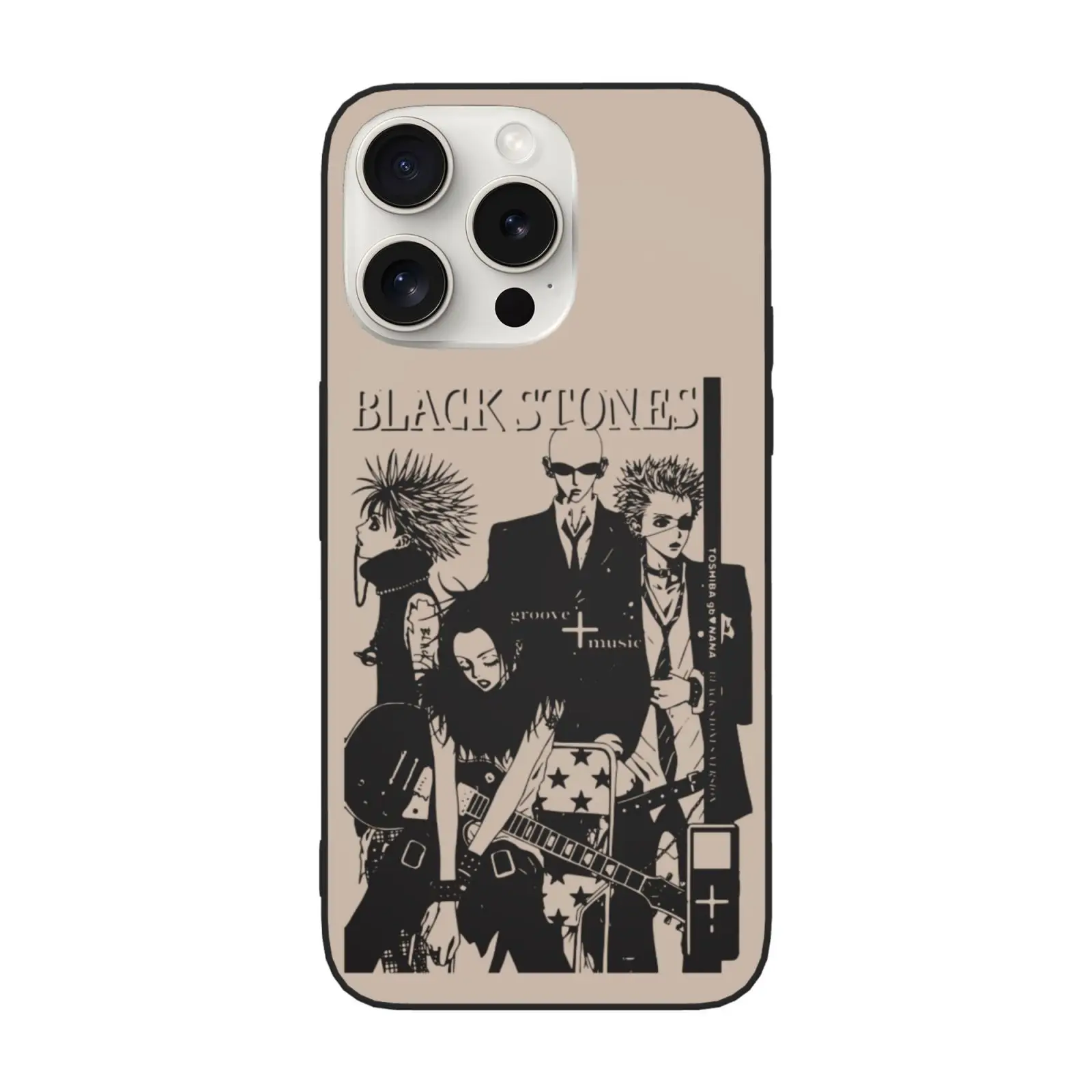 NANA Osaki Black Stones Graphic Vintage Phone Case for iPhone 15 14 13 Pro Max Plus Mini Fundas For Apple Cover