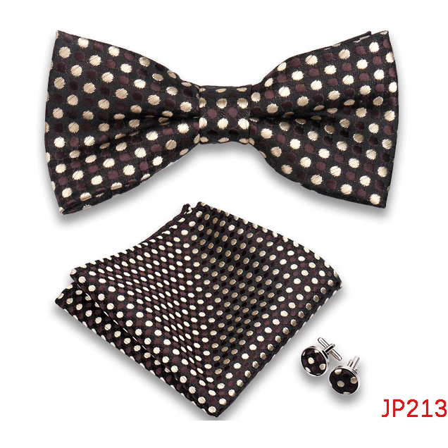 Klassische Herren Fliege Taschentuch Manschettenknöpfe Set Jacquard Fliege für Mann Hochzeit Business Schmetterling Knoten Geschenk Mann Zubehör – Detail 15