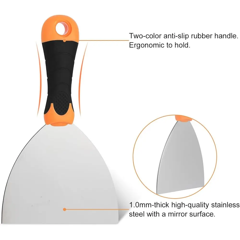 مجموعة سكاكين ربط مكونة من 3 قطع: سكاكين معجون احترافية مقاس 2 بوصة و3 بوصات و5 بوصات - مكشطة طلاء وأدوات الحوائط الجافة لإصلاح الجدران- #4