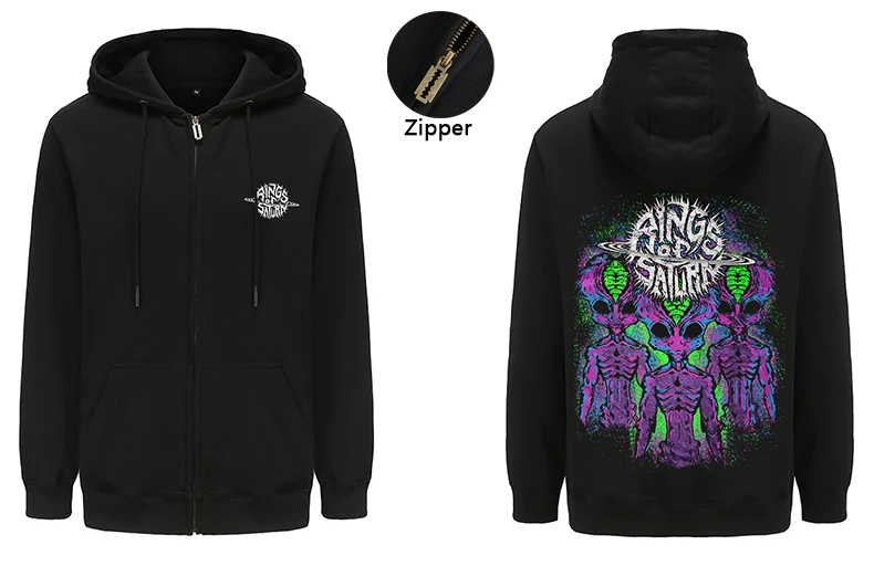 

Rings of Saturn Hoodie Sweatshirts Pullovers Hip Hop Deathcore Heavy Metal Alien Printed Hoodies Streetwear Zipper Hoody Tops