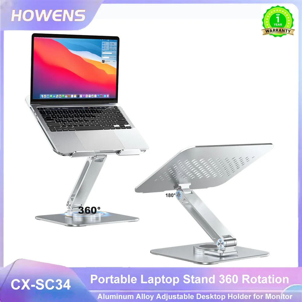 

Портативная подставка для ноутбука, алюминиевый сплав, вращение на 360 градусов, грузоподъемность 3 кг, складной регулируемый настольный держатель для портативного монитора