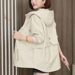 Spring Autumn Jacket Women's Long Sleeve Trench Coat 2024 New Female Windbreaker Casual Loose Zipper Outerwear Overcoat