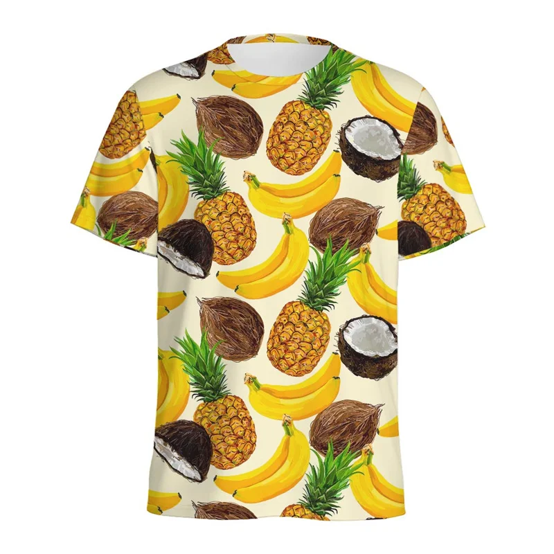 

Tropical Hawaiian Fruits 3d Printed T Shirt Men Banana Pineapple Pattern T-shirt Summer Short Sleeves Kids Round Neck Tee Shirts