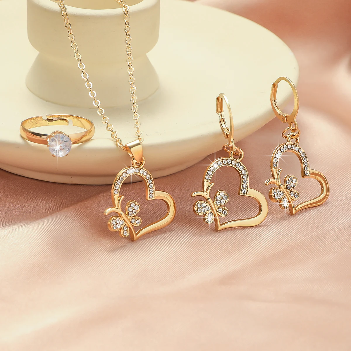 4pcs Heart Jewelry Set for Women Ideal for Birthday Gifts for Daughters, Girlfriends, or Mothers, Valentine's Day Presents