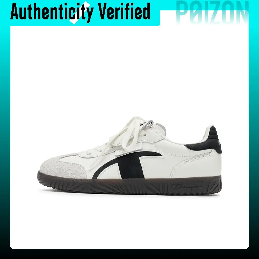 Champion Champ T Trainer T Shaped German Army Trainers Low top Skateboard Shoes Men's Black White U4CFCTM14U3