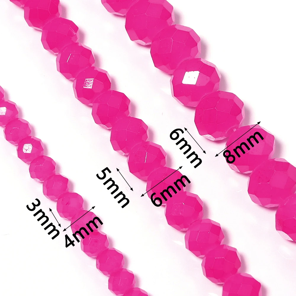 4 6 8mm Faceted Crystal Beads Hot Pink Rondelle Glass Loose Spacer Beads For Jewelry Making DIY Bracelet Necklace Accessories image 2
