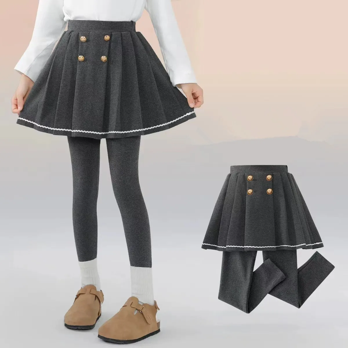 Nieuwe collectie katoenen magere grote kinderen meisjes rok leggings hoge elastische effen lente tienermeisjes yogabroek voor 120-160 cm