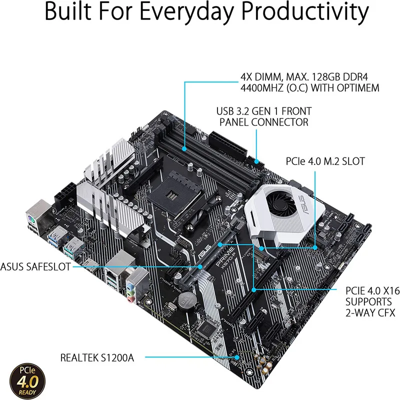 Asus-prime X570-Pマザーボード,ryzen 3 am4,pcie gen4,デュアルm.2