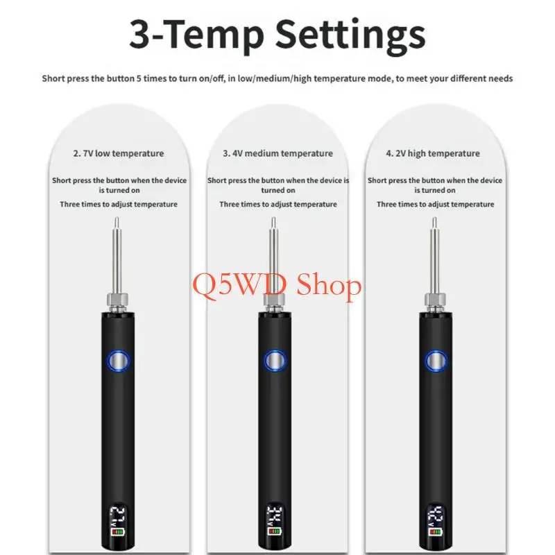 Q5WD Portable Thread Burning Pen 5V USB Power 3Heat Mode For Electronics Repair
