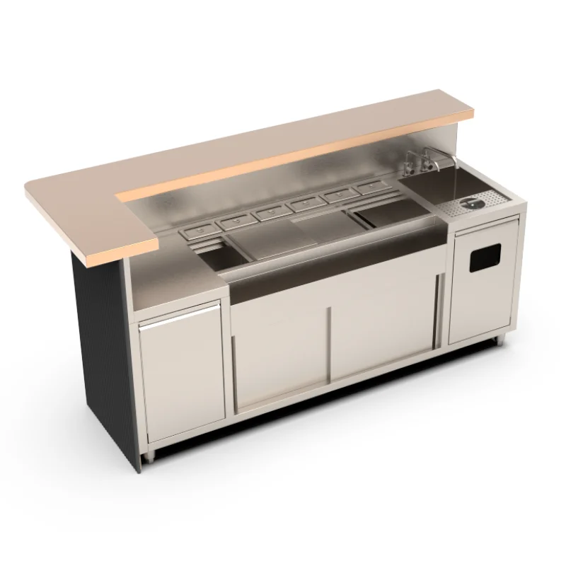 

304 Stainless Steel Mobile Cocktail Stand Mobile Bar Bar Station Cocktail Station