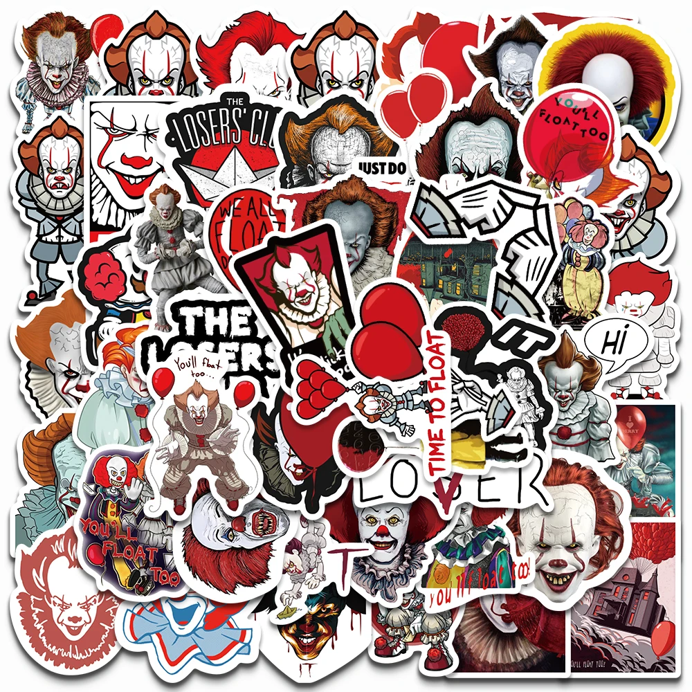 50PCS Cartoon It Chapter Two Sticker Terror Bloody Graffiti Decal For Phone Case Skateboard Laptop Cup Fridge Luggage Stickers