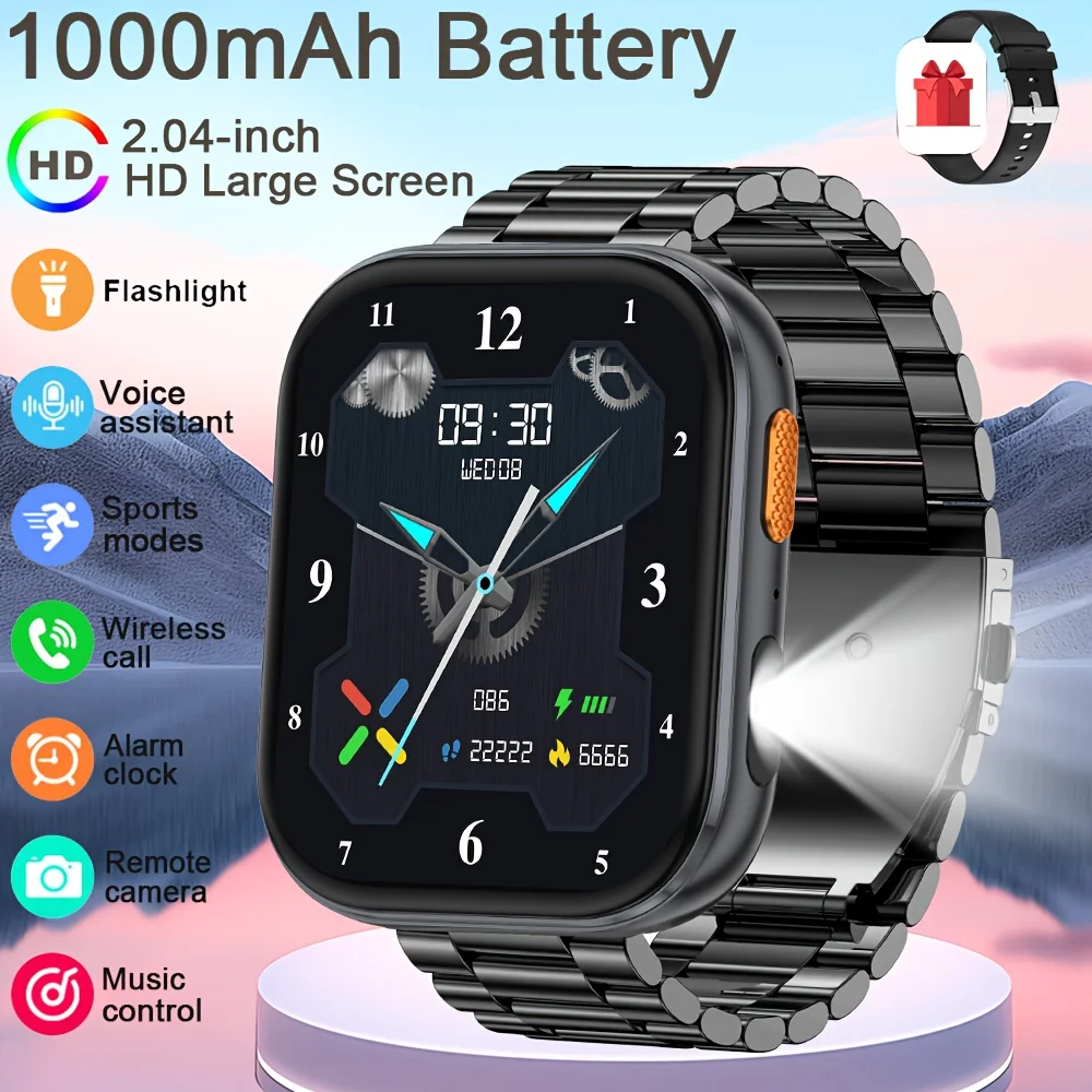 

2026 1000 мАч супер емкость аккумулятор для взрослых мужчин умные часы 2,01-дюймовый большой экран Bluetooth вызов IP68 водонепроницаемые умные часы спортивные