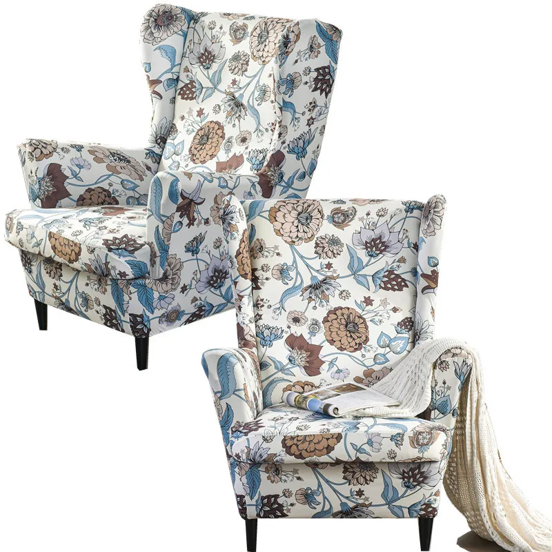 

Elastic anti-fouling washable removable single sofa cushion printed wing chair cover suitable for living room