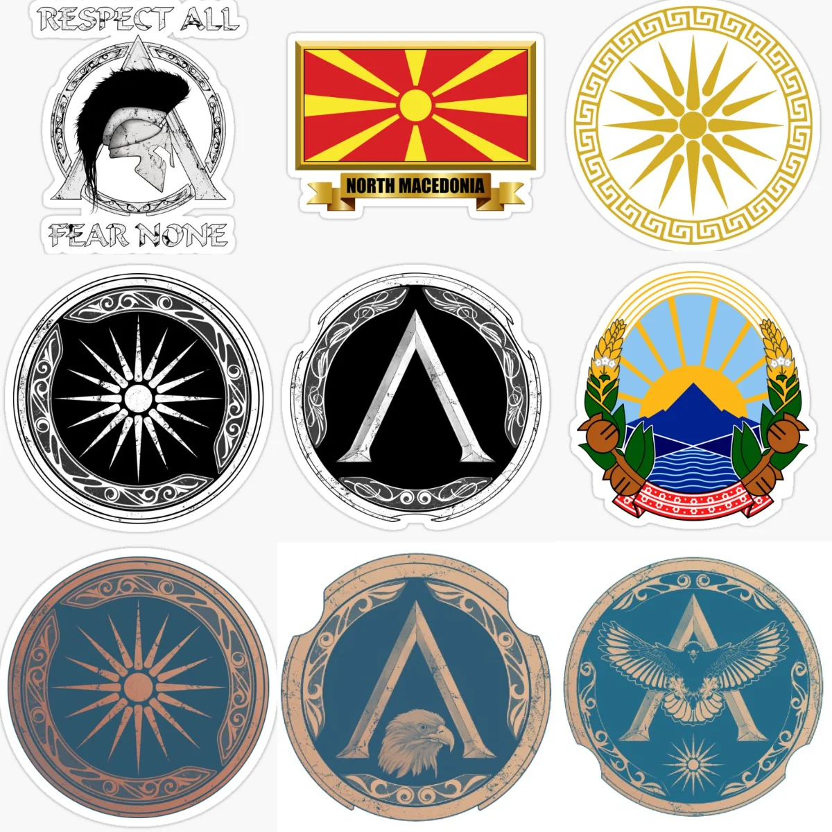 

NMK Macedonia Flag Map Spartan Emblem Creative PVC Car Stickers for Car Van Bicycle Helmet Window Wall Decoration Accessories