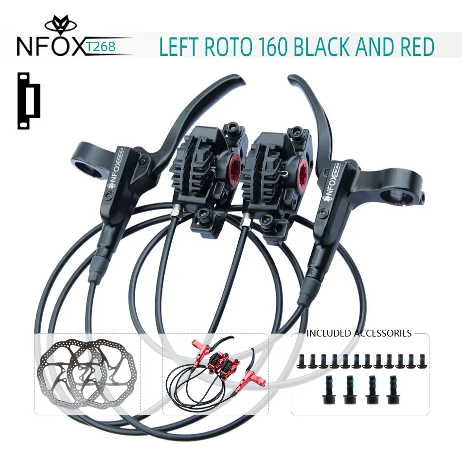 

NFOX GT268 MTB Oil Rotor Caliper Mountain Bike 160 Disc Brake Black Red Hydraulic Brakes Bikes Bicycle Cycling radiator pads