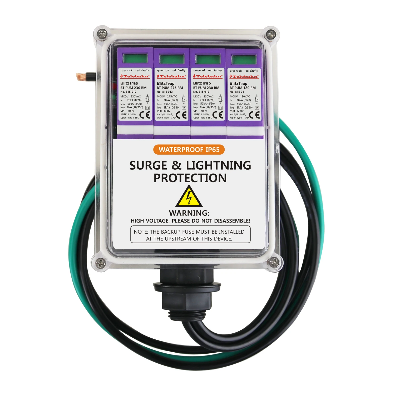 Ac Surge Protector - อุปกรณ์ป้องกันไฟกระชาก UL 1449 T1 + T2