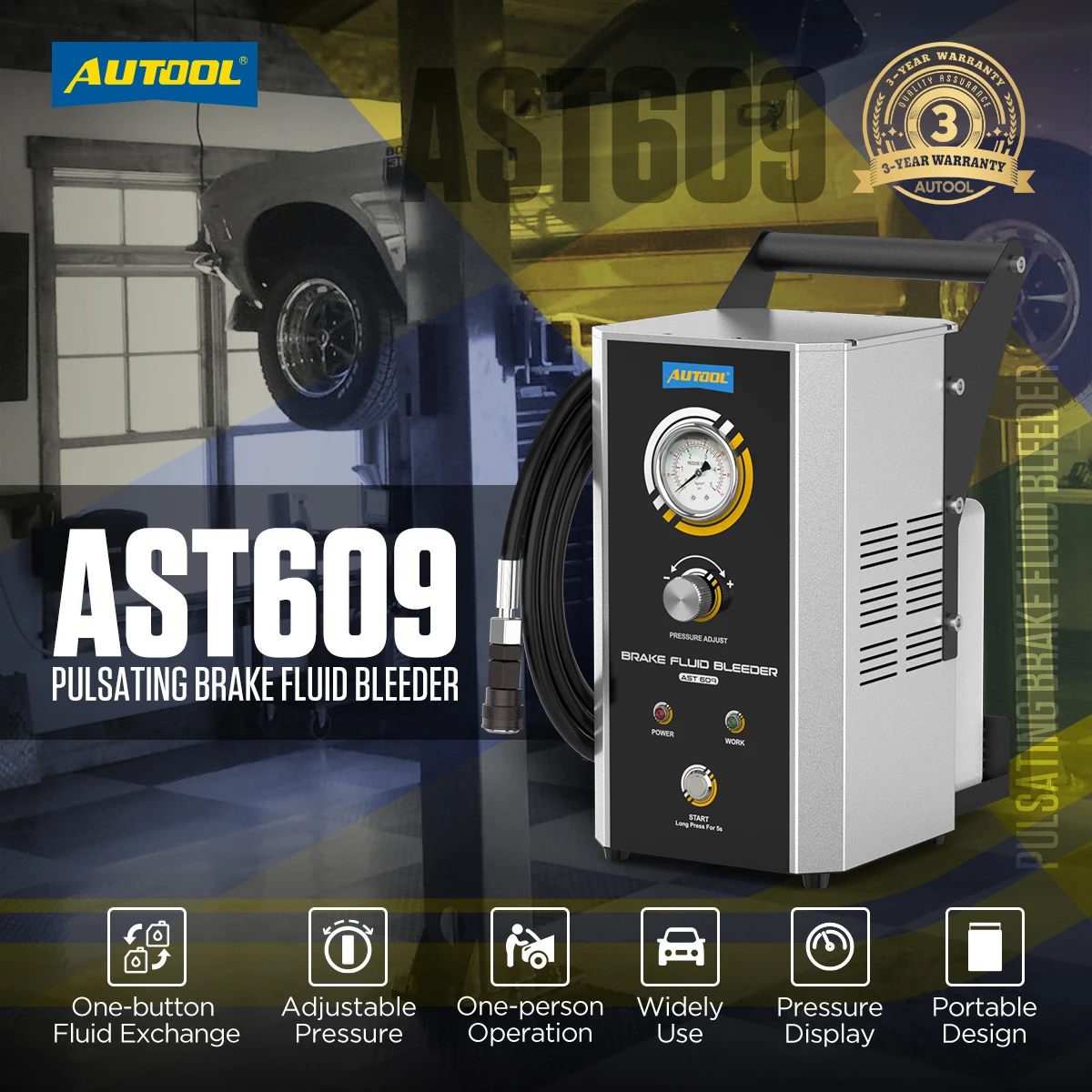 AUTOOL AST609 自動車ブレーキフルードブリーダーポンプ ブレーキオイル交換ツール