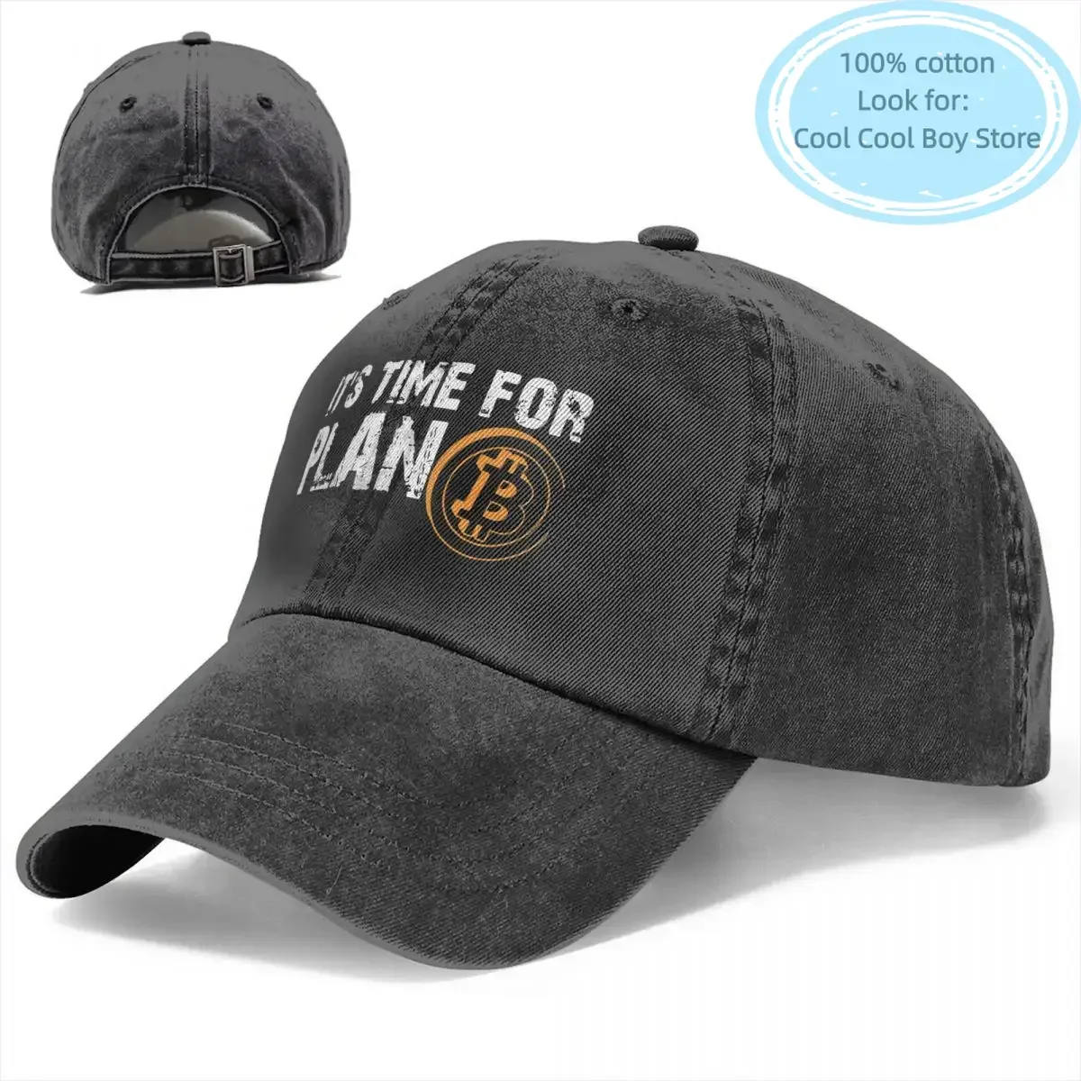 It's Time For Plan B Bitcoin BTC Crypto Currency Baseball Caps Men Distressed Denim Washed Headwear Blockchain Geek Caps Hat