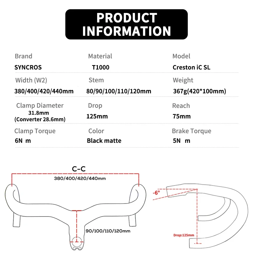 Syncros Creston IC SL Integrierter Carbon-Lenker mit Computer für Rennrad, interne Kabelführung, Di2, 31,8 mm, 28,6 mm Konverter – Detail 2