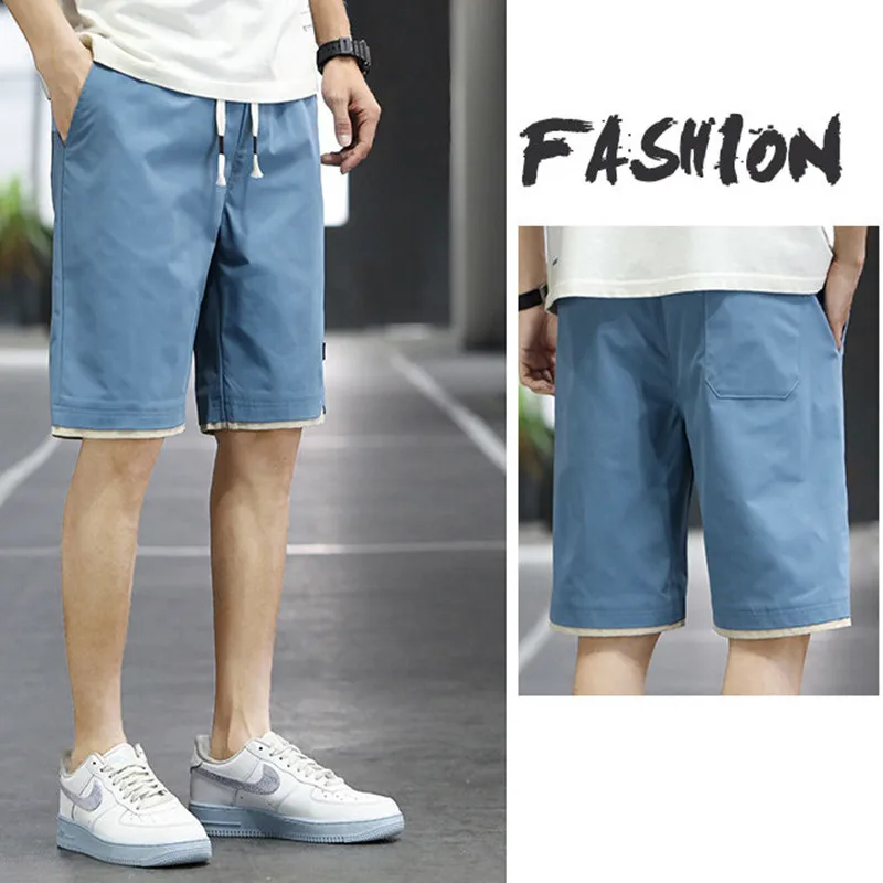 Summer Men\'s Shorts Sports Five-Point Pants Loose Casual Beach Pants Men Solid Color Trend Outer Wear Large Size Shorts 8XL