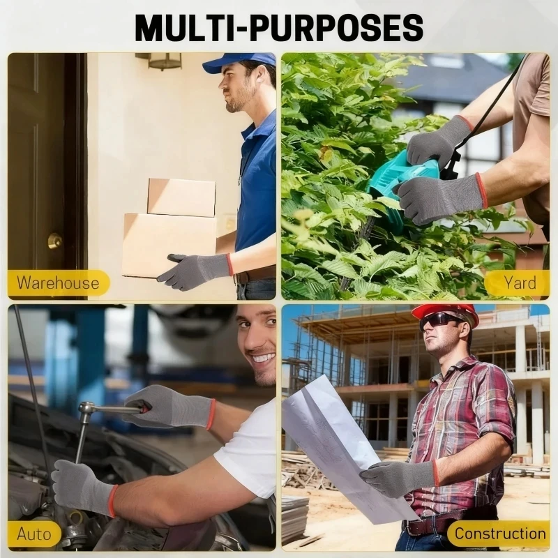 Gartenarbeit-Arbeitshandschuhe, Mikroschaum-Nitril-beschichtete Touchscreen-Nylon-Sicherheitshandschuhe mit Griff für Männer, Hof, Rasen, Mechaniker – Detail 8