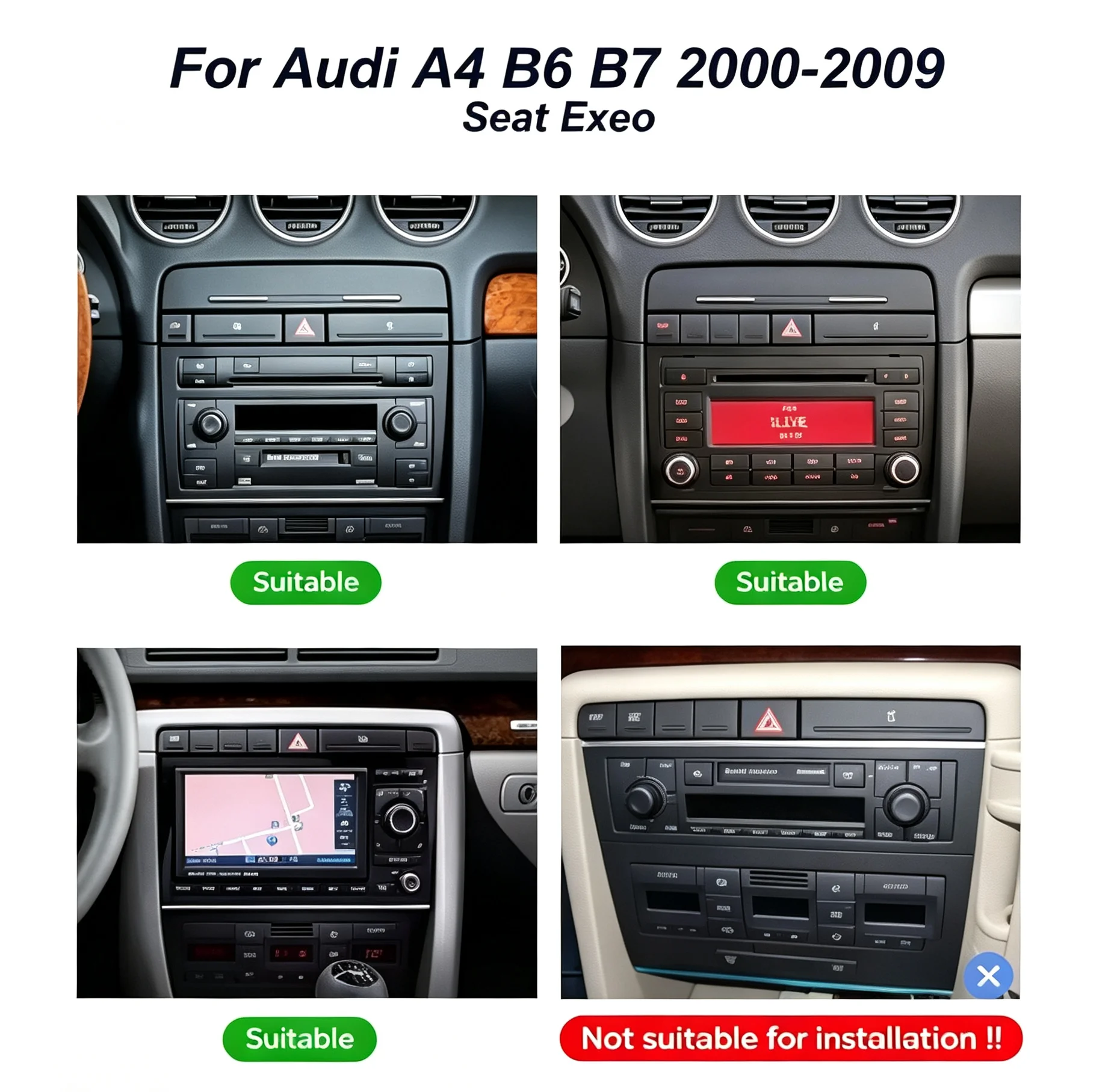 Android 16 Audi A4 2 3 B6 B7 S4 RS4 2000 2001-2009 android head unit car stereo with screen Wireless Multimidia Car Player GPS