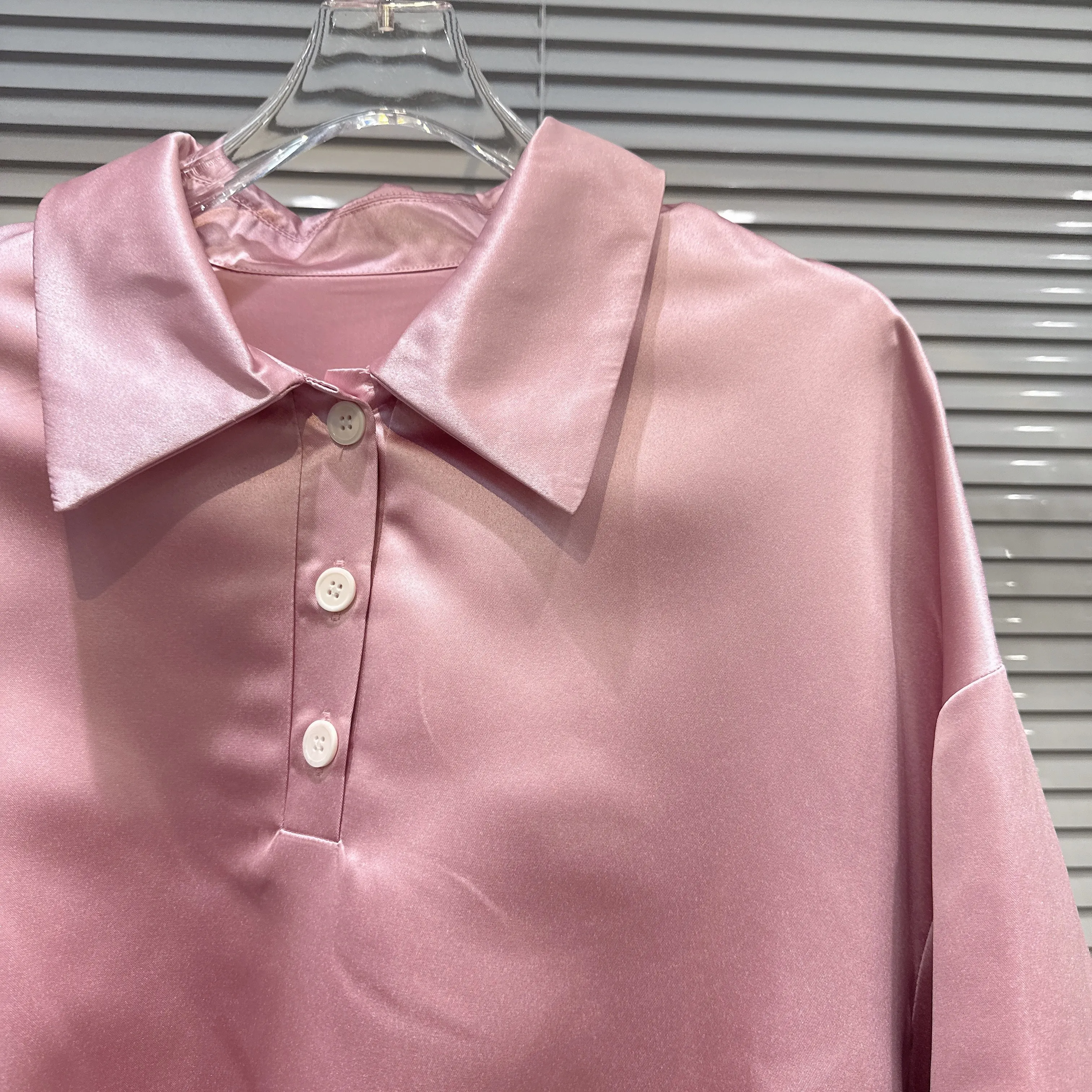 2026 Spring New Arrival Trendy Y2K Drawstring Waist Ruffle Hem Long Sleeve Mercerized Cotton Shirt Dress Women