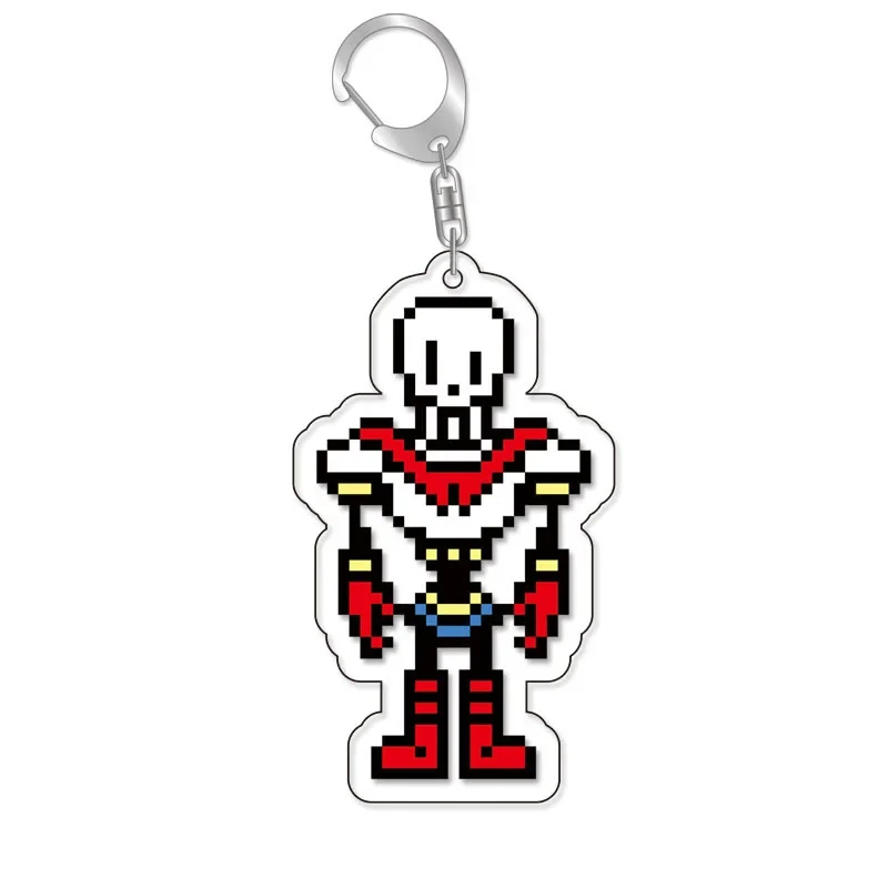 Game Cosplay Undertale Pixel Sans Flowey Papyrus Asriel Keychain Pendant Car Key Ring Bag Accessories Cartoon Christmas Gifts