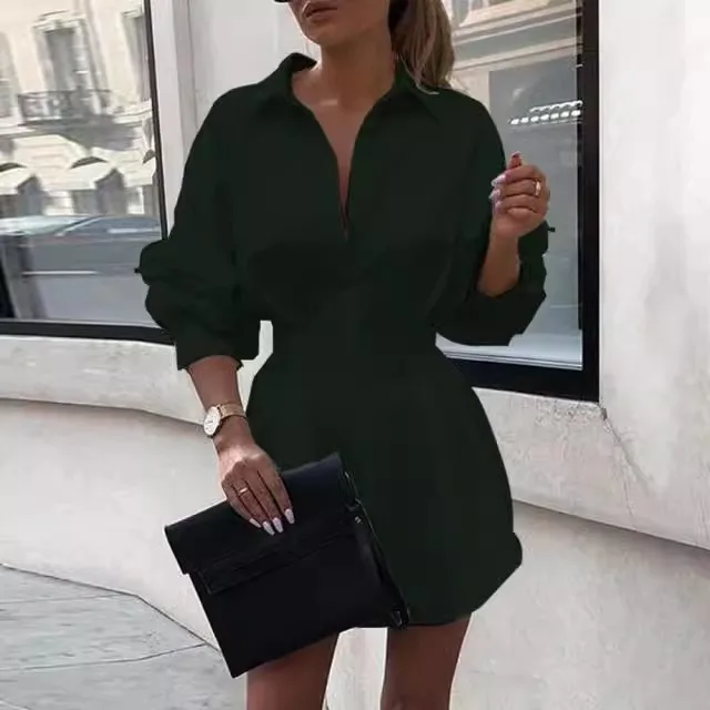 Sexy à manches longues élégant maigre bureau dame Mini Robe pour les femmes col en v profond noir paquet hanche robes moulantes Robe décontractée