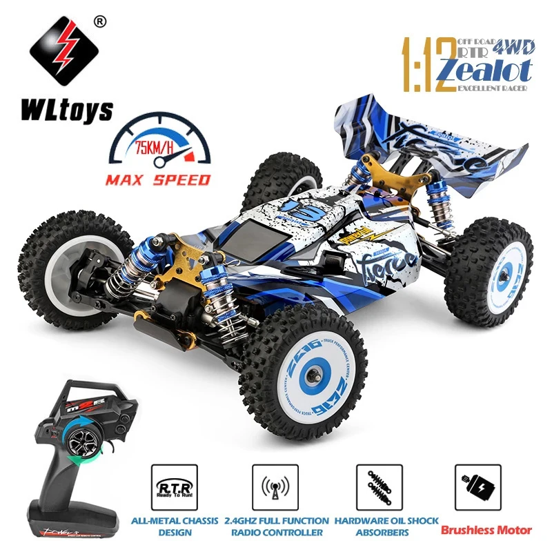 WLtoys 124017 124016   75 KM/H 2.4G Racing RC Auto Borstelloze 4WD VS 124018 124019   Geborstelde elektrische hoge snelheid off-road drift voor jongens