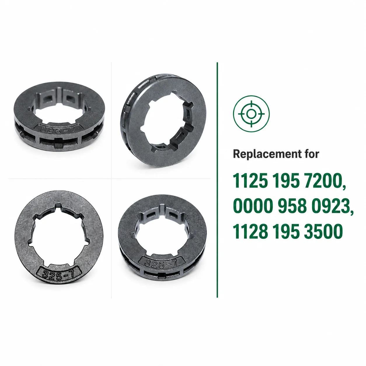 .325 7 Tooth Rim Sprocket For Stihl 029 039 MS290 034 036 Chainsaw Replaces 1125 195 7200 1128 195 3500 0000 958 0923
