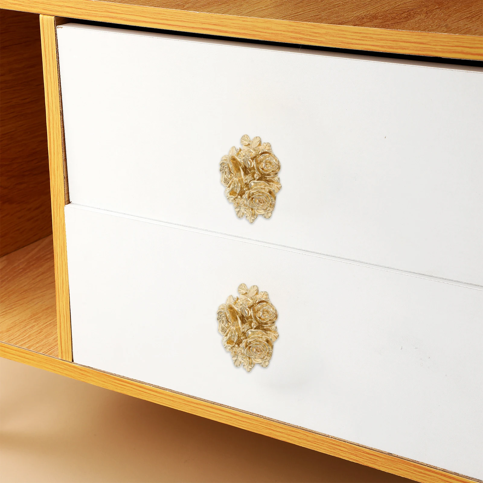 

Brass Gold Flower Cabinet Knobs Retro Drawer Pulls Vintage Dresser Wardrobe Door Pulls Decorative Furniture Handles Hardware