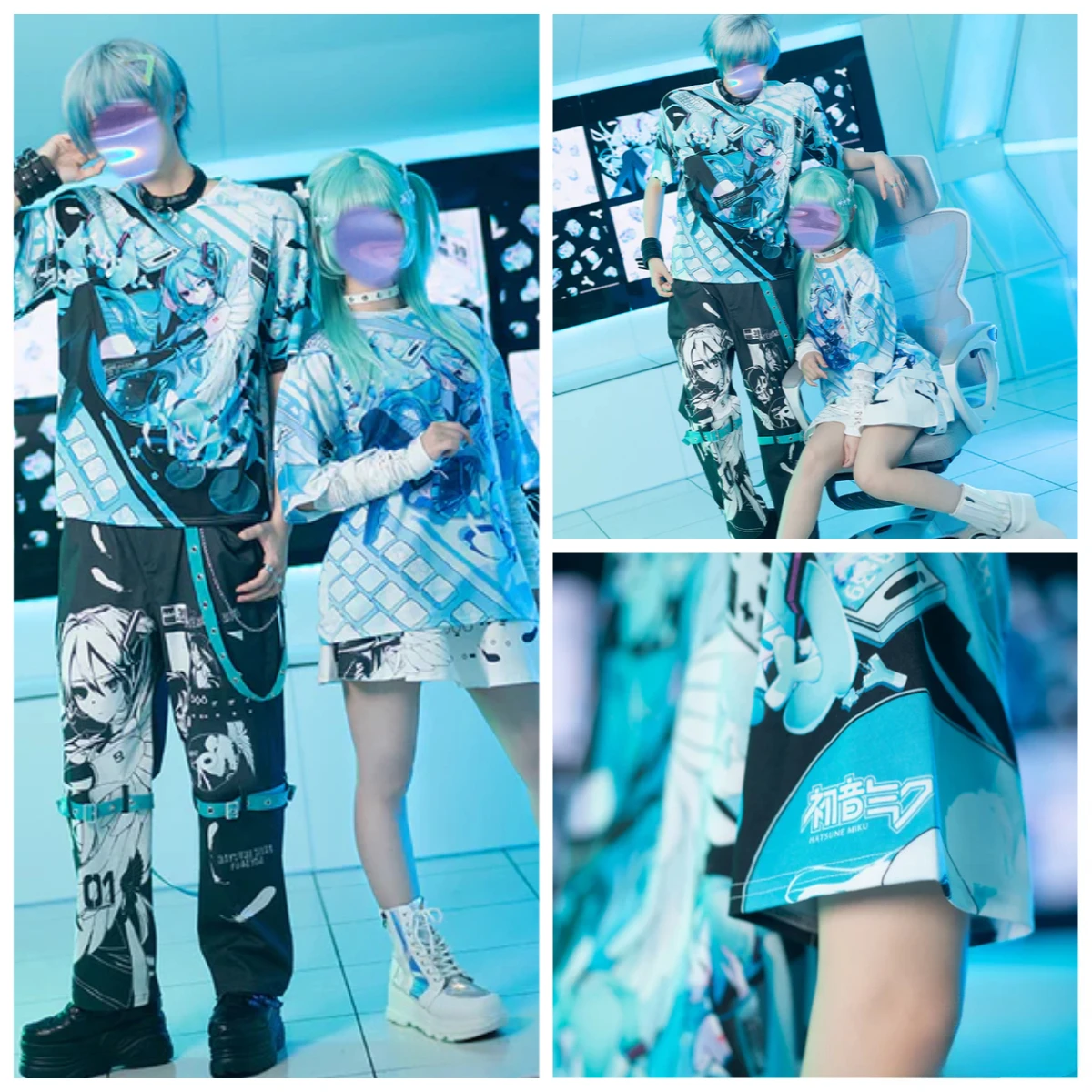 T-Shirt für Erwachsene und Kinder im Millennium Cyber Style Hatsune Miku 3D-Druck im Harajuku-Stil Y2K mit kurzen Ärmeln, lässigem Sport-T-Shirt