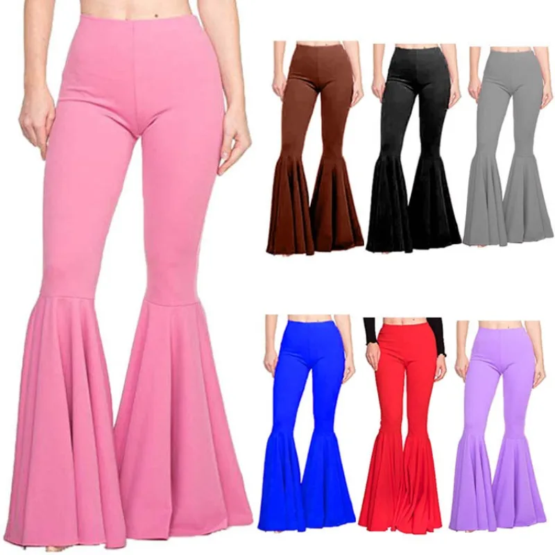 Hot Selling Women's Mermaid Plus Size High Waist Slim Fit Elastic Thin Casual Fashion Simple Leg Repair Flared Pants