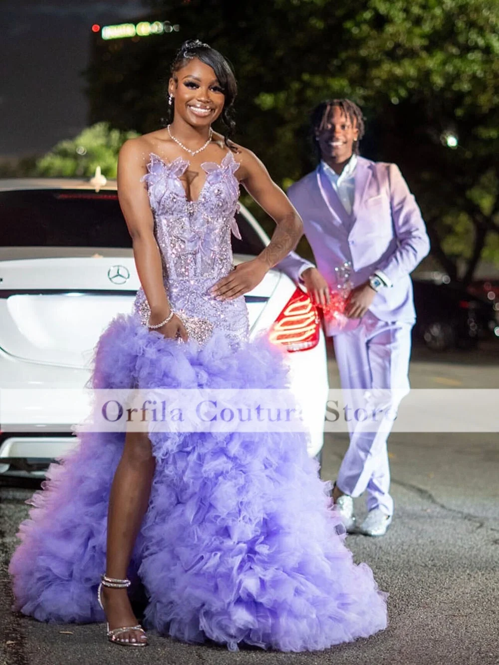 Lavender Mermaid Prom Dresses For Special Occasions 2026 Ruffles Birthday Party Dress Diamonds Bead Graduation Gown Customized