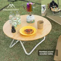 MOUNTAINHIKER Outdoor Camping Bamboo Folding Table, Portable Folding Table, Outdoor Dining Table, Picnic BBQ Table, Quick Storag