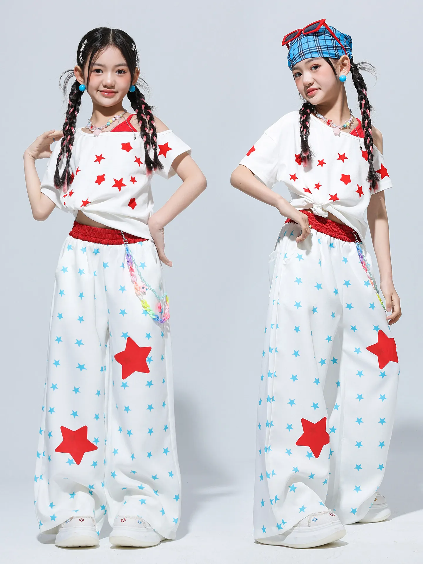 

Детские костюмы для бальных танцев и хип-хопа 2026: укороченные топы и свободные брюки для девочек, уличная одежда для джазовых танцев и рейвов DQS22481