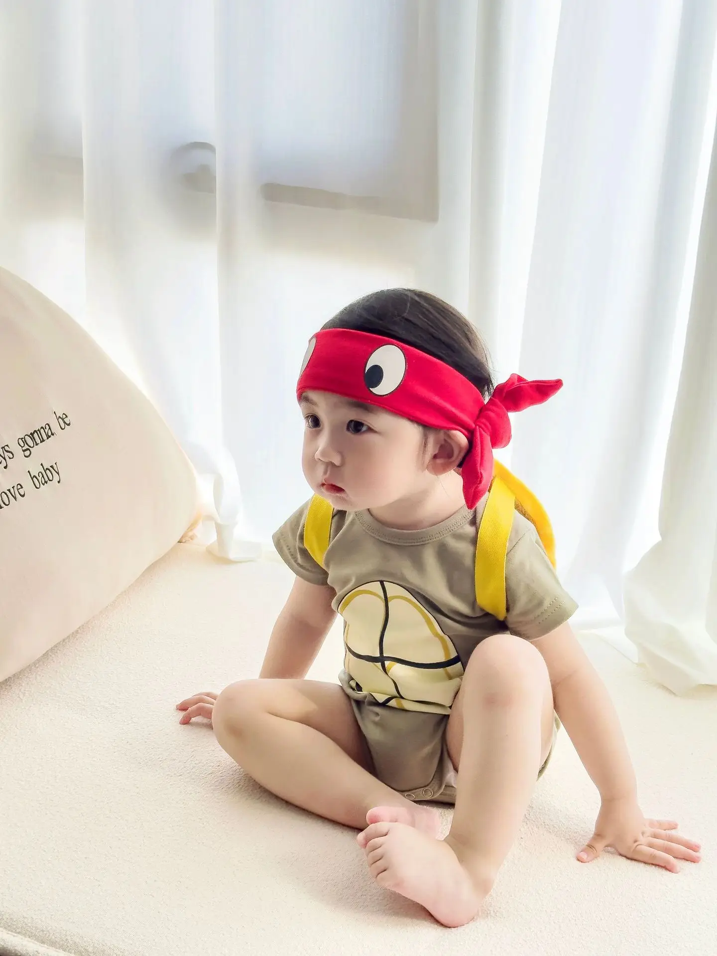 Funny Turtle Korean Baby Onesie Boy Girl Romper Infant Baby Bodysuit Newborn Baby Clothes Cotton Jumpsuits Suit Headband+Backpac