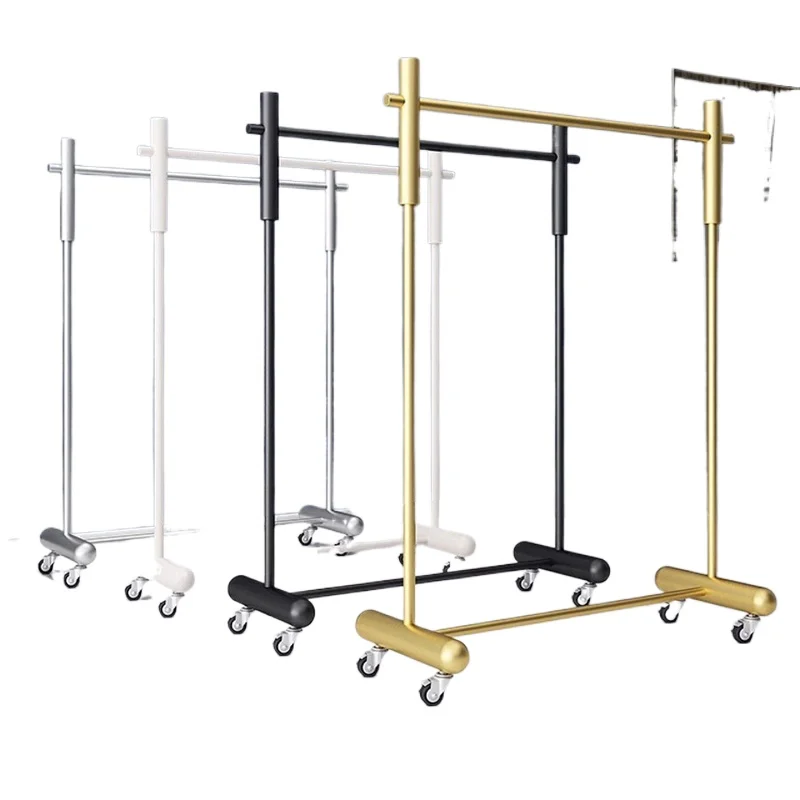 

Clothing store display rack bold stainless steel floor hanger