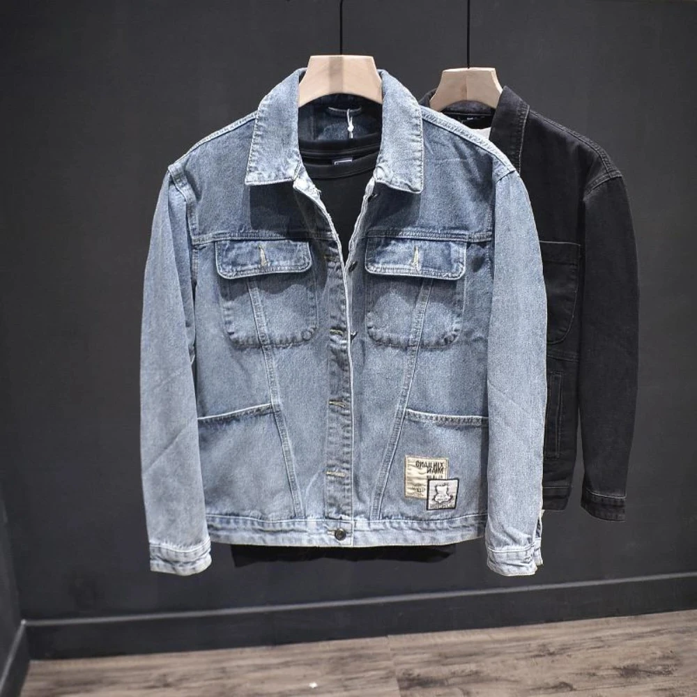 Loose Japanese Retro Male Jean Coats Autumn Men's Denim Jacket Branded In Lowest Price Washed Fashion Joker Trendy Cowgirl Lxury