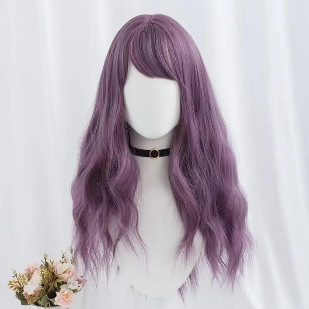 

Женский длинный вьющийся парик с челкой, милая Лолита, естественный вид, термостойкое высокотемпературное волокно, однотонные волнистые синтетические волосы