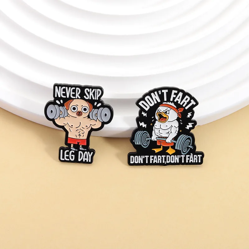 2Pcs/Set Cartoon Cute Animals Enamel Pins Creative Mouse/Nurse Duck/Muscle Chicken/Bitter Gourd Cat/Coffee Rabbit/Raccoon Brooch