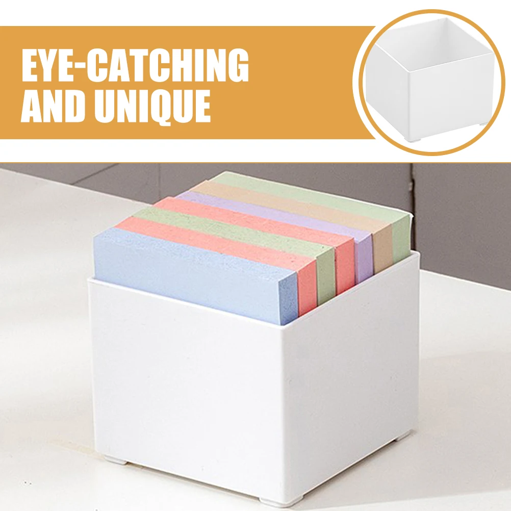 

2pcs Scrapbook Storage Box White Square Memo Holder Notepad Dispenser Paperclip Holders Office Supplies Organizer Container