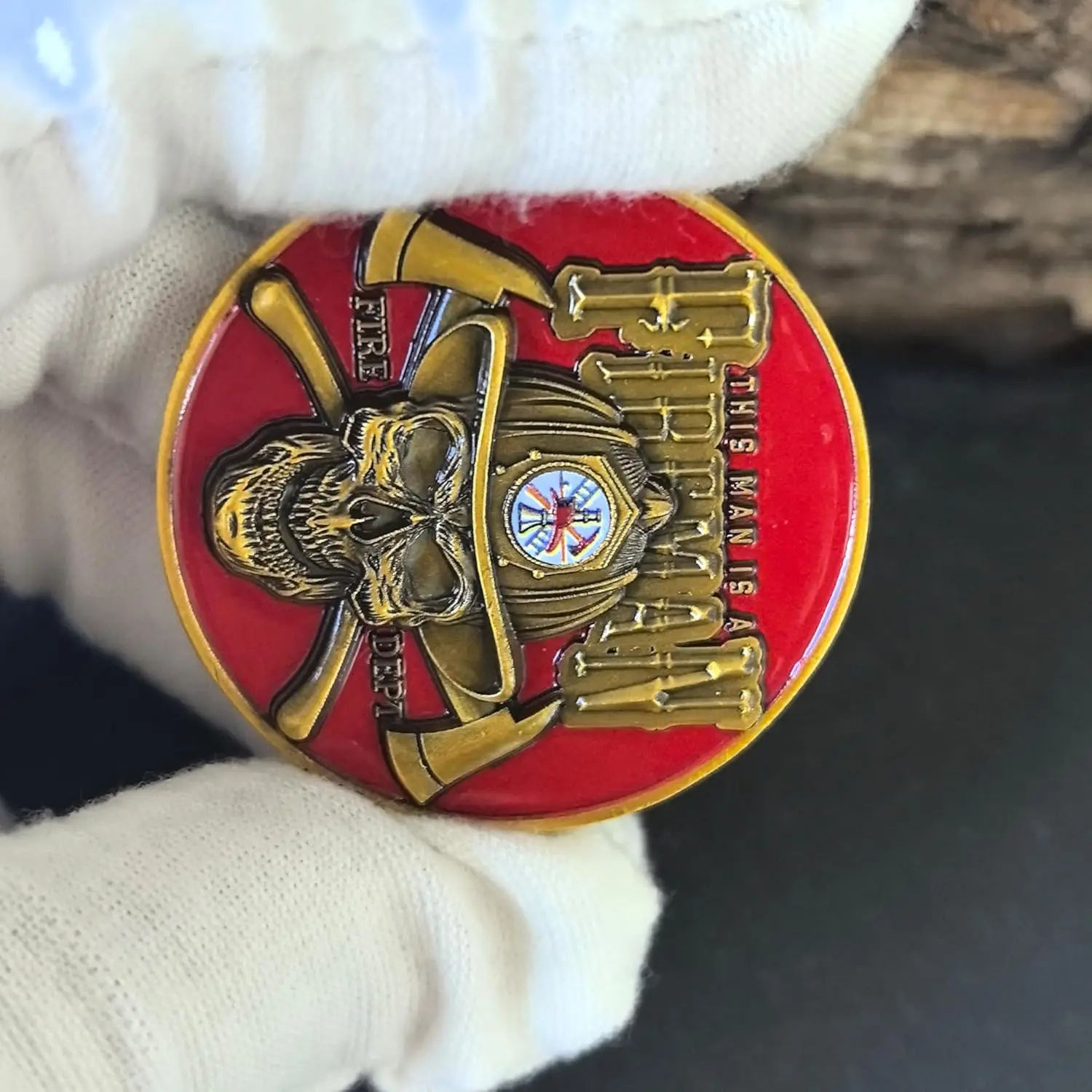 عملة تحدي Firefighter Honor & Bravery - وسام تحية باللونين الأحمر والذهبي مقاس 1.57 بوصة، هدية ملهمة للشجاعة والخدمة #4