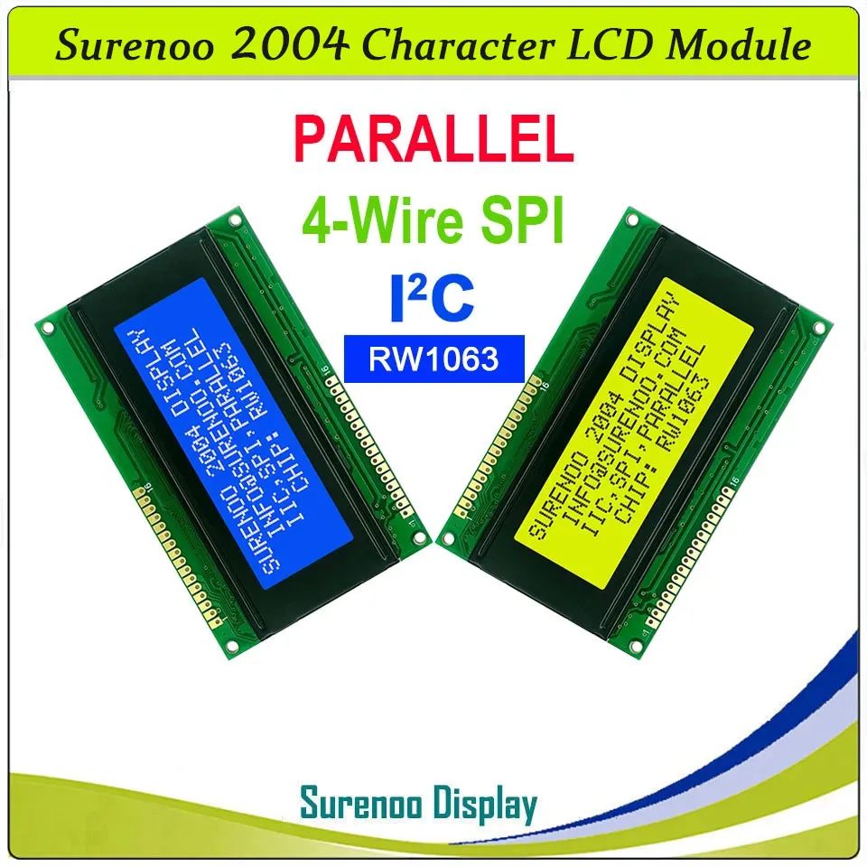 ЖК-модуль Surenoo 204 20X4 2004 IIC I2C SPI RW1063 с желто-зелено-синим дисплеем и LED-подсветкой