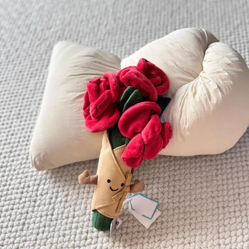 Ramo de rosas, muñeco de peluche, juguete de peluche de flores de mano, regalo de compañero de boda suave para niñas, regalo de Navidad
