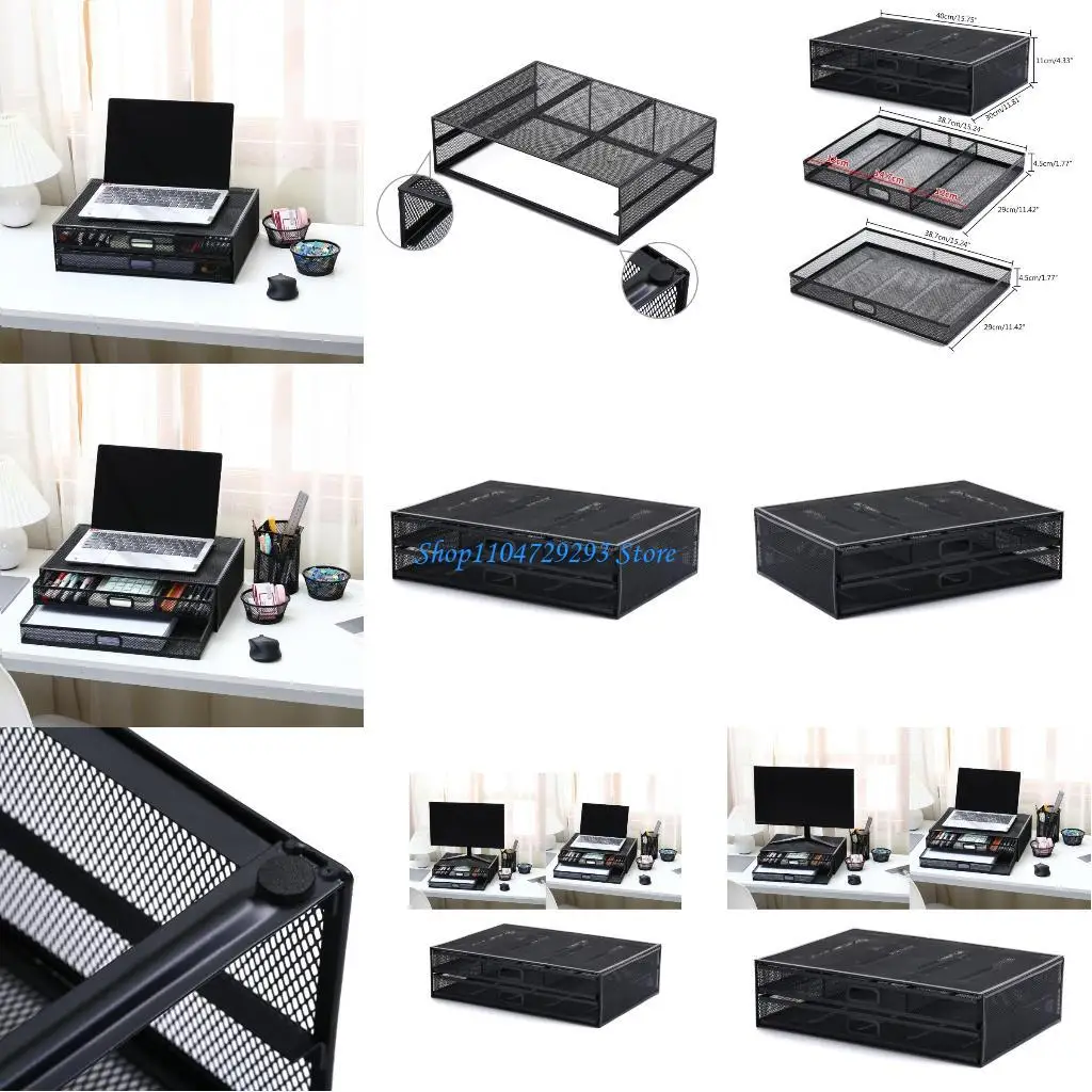 

Y2GD Desk Storage Monitor Stand with 2 Storage Drawers for Laptop Notebook