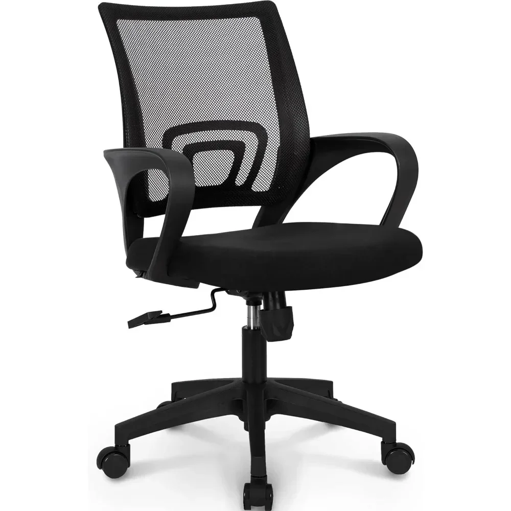 Office Computer Desk Chair Gaming-Ergonomic Mid Back Cushion Lumbar Support with Wheel Adjustable